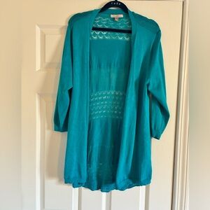 Roz & Ali Teal Open-Front Cardigan